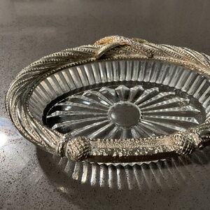 Vintage Regency Hollywood Stylebuilt Oval Soap Dish with Silver Tassel